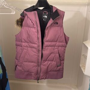 Ladies Sleeveless Vest XL With Fur Hood